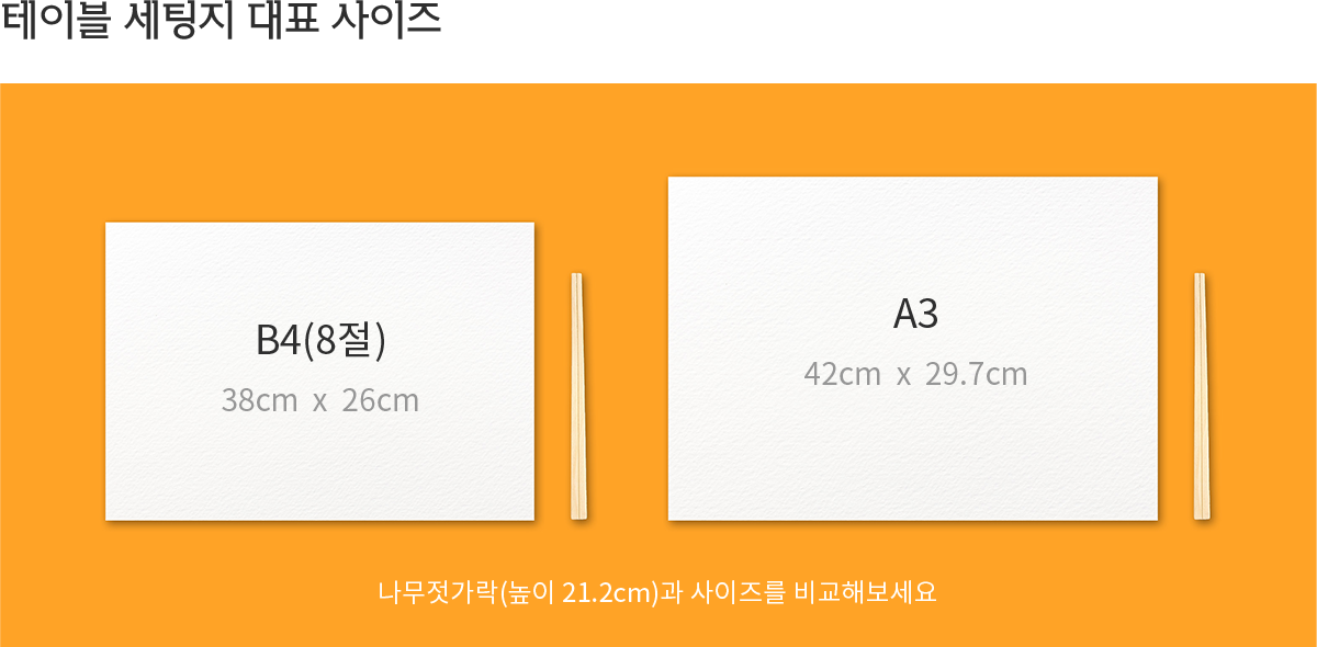 테이블 세팅지 대표 사이즈